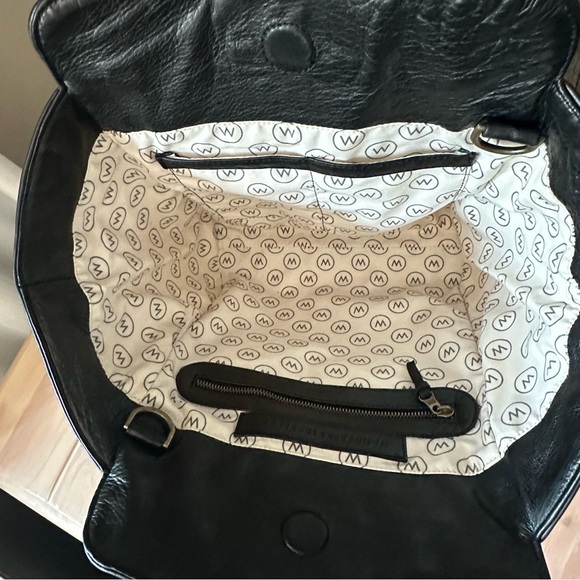 Wanderers Travel Co Gemma Large Tote Handbag Black Cow Leather Magnet Closure - Picture 9 of 15